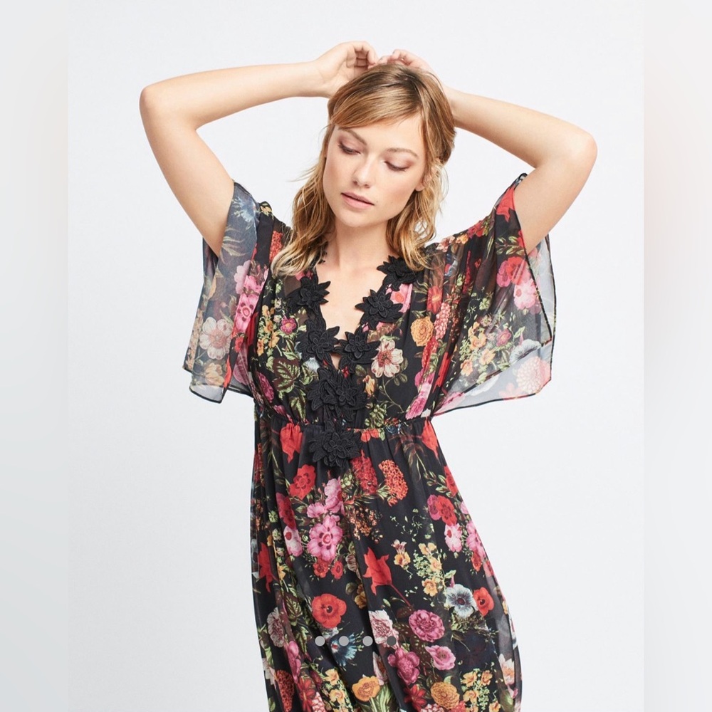 Farm Rio Laina Floral Maxi Dress – Size Large – Sheer w/ Slip - Picture 2 of 10
